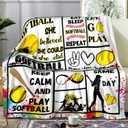 Softball Blanket Ligtweight Cozy Soft Print Flannel Soccer Baseball Throw Blankets for Kids Boys Girls Adults Gifts 50"X40"