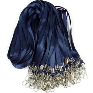 Beebel Navy Blue Lanyard Bulk Lanyards for Id Badges Flat Lanyard with Badge Clip Swivel Hook 50 Pack (Navy Blue)