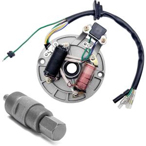 2 Coil Ignition Magneto Stator Plate for 50 70 90 110 125cc Taotao Kazuma SSR Baja ATV Quad Dirt Kick Bike 4 Wheeler with 24mm&27mm Magneto Flywheel GY6 Puller ATV Scooter Repair Tool