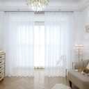 Curtains Set 2pcs Long Living Room Window Drapes Semi Sheer Easy Install Light Filtering 52x80"