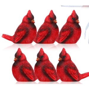 6 Pcs Christmas Memorial Cardinal Gift Set Include 6 Pcs Red Cardinal Bird Statue Figures 6 Pcs Red Feathered Cards 6 Pcs Organza Bags for Christmas Home Garden Decor Sympathy Grief Memorial Gift