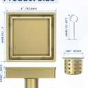 4 Inch Gold Shower Drain, Modern 2-in-1 Tiled Shower Drain - 304 Stainless Steel Square Shower Floor Drain for Bathroom, Brushed Gold Drain Shower with Tile Insert Grate Removable, Hair Strainer