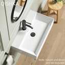 Wall Mount Rectangular Vessel Sink with Towel Rack, QISHKA 24"x14" Modern Ceramic Bathroom Floating Sink, White Rectangle Vanity Sink with Overflow, Wall Hung Wash Hand Basin, 24" x 14.2" x 5.1"