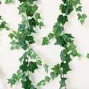 3 Strands Odorless Artificial Ivy Vines Kit, 71" Silk Ivy Garland with Green Leaves, Fake Hanging Plants Greenery Decoration for Bedroom, Windows, Walls, Wedding, Outdoor Decor (Green)
