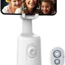 Auto Tracking Phone Holder,360 Rotation Phones Camera Mount Smart Shooting Phone Tracking Holder with Remote Selfie Stick for iPhone Android Stabilizer Shooting Live,No App,Rechargeable (White)