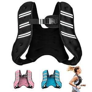 Adjustable Weighted Vest for Women & Men, 12LB/ 8LB Weighted Vest, Strength Training Weight Vests with Reflective Stripe For Workout Running Jogging Fitness Cardio Weight Loss(Black, 12lb)