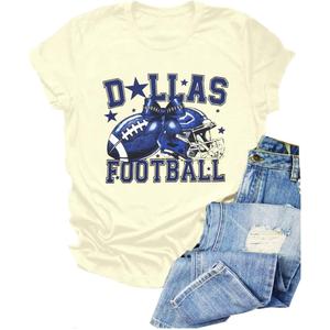 Vintage Football Shirt for Women Game Day Tshirt Sunday Funday Shirt Casual Football Season Short Sleeve Tops (Yellow, L)