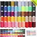 Blibly 100pcs Bobbins Sewing Threads Kit, 500 Yard Polyester Threads, Prewound Bobbins with Case, 50 Colors