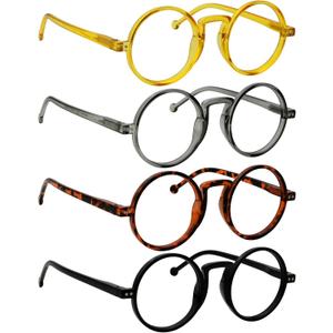 BLUELESS Oversize Reading Glasses Men Metalless Screwless Spring Hinges 4 Pack Readers for Wide Face (4pcs-mix-r2140)