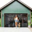 Magnetic Garage Screen Door 17x8ft For 2 3 Car, Retractable Fiberglass Privacy Mesh Curtain, Windproof Weighted Bottom, Easy Install Pets friendly Screen for Garage Carport Patio Porch (Black, 17x8ft)