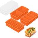 3-Pack Silicone Freezer Trays with Lid,2 Large 2-Cup(500ml)&4 Medium 1-Cup(125ml)&6 Small 1/2-Cup(75ml) Soup Freezer Container Molds,Ice Cube Tray For Meal Prep&Freezing Soup,Stews,Sauces