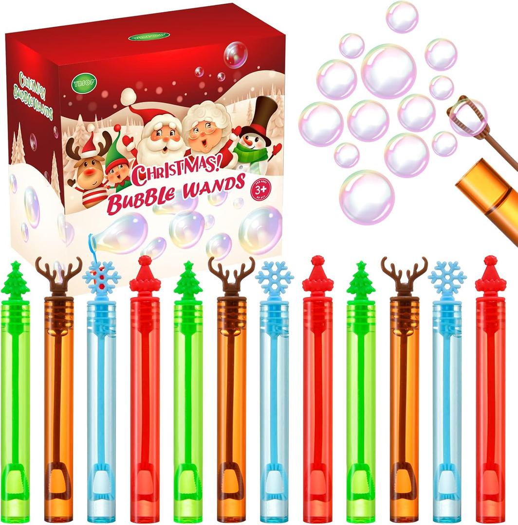 60 Pack Christmas Bubble Wands, Mini Bubble Toys for Christmas Party Favors, Novelty Supplies, Christmas Toys for Girls Boys Kids Classroom Rewards Sock Fillers Gifts