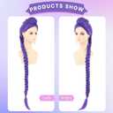 PUREHAIR 47 Inches Long Purple Braided Hair Anime Costume Wig High Temperature Heat Resistant Silk Fiber Natural Looking Cosplay Wig for Halloween Party, Cosplay (Purple, Adult Size)