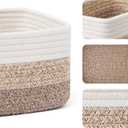 MiniArk Small Storage Baskets for Organizing | Closet Organizer Bins | Shelf Toy Basket | Woven Rope Baskets | Cube Decorative Box | Shallow Basket |11.5x7.5x4.7| 3 Packs Gradient Brown