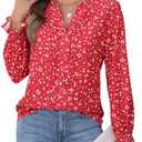 CiCiBird Womens Casual V Neck Blouses Button Down Shirts Long Sleeve Floral Print Business Work Tops Size XL