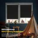 Motorized Blackout Blinds - Automatic Cordless Roller Shades with Remote Control (Black, 35 x 72)