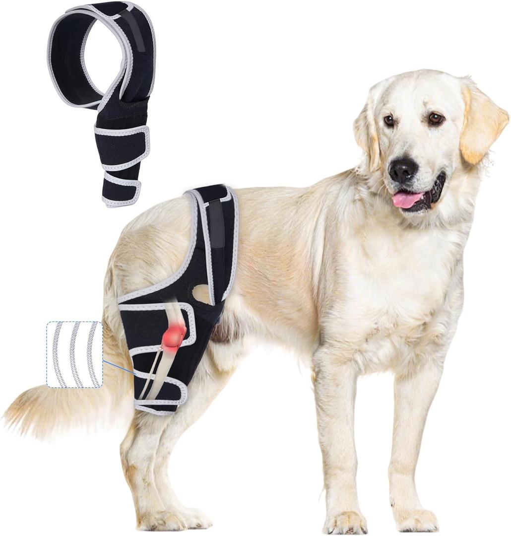 Dog Knee Brace for Torn ACL Hind Leg, Adjustable Dog Leg Braces Rear Leg or Front Legs with Cruciate Ligament Injuries, Warm Joint Pain Relief CCL Brace for Pets Knee Support Universal Four Legs, L