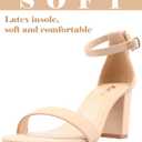 Ankis Heels for Women Open Toe Ankle Strap Chunky Heel Sandals 2.75 Inch (Nude Nubuck)