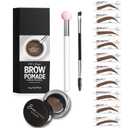 Eyebrow Stencils, Eye Brow Stencil Kits Waterproof Brow Stamp Perfect Eyebrows, Eyebrow Stamp Trio Kit with Sponge Applicator Long-Lasting for Women With 10PCS Eyebrow Shaping Kit, Dark Brown