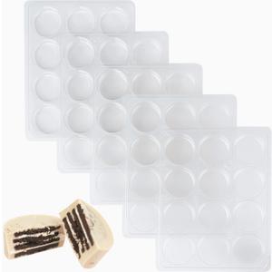 Round Cookie Chocolate Mold, Covered Cookie Mold 5 Pack, 12 Cylinders Each, Chocolate Covered Round Cookies,Candy and Chocolate, and Even Soap Molds (Small)