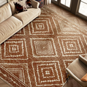 Area Rug 8x10 Rug Machine Washable Non-Slip Low Pile Print Pattern Western Rug for Living Room Bedroom Entryway-Yellowbrown/Cream