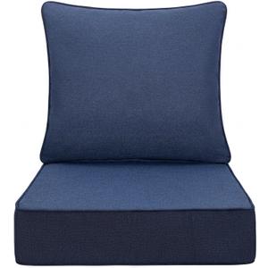 Volans 24 x 24 x 5 in Patio Chair Cushions Set, Waterproof Outdoor Couch Seat Cushion, Bottom and Back Cushions for Patio Furniture, Dark Blue