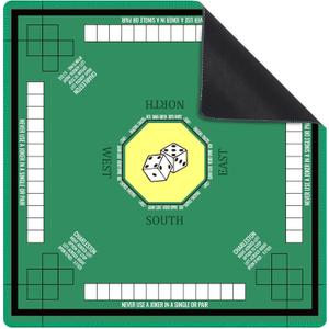 Mahjong Mat for Table 31.5''x31.5'', Mahjong Cloth Cover with Game Rules, Mahjong Tablecloth for Poker, Board Games Table Mat, Card Games, Tile Games, Dominoes (Green)