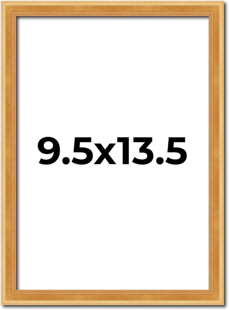 Poster Palooza 9.5x13.5 Frame Olde Gold Solid Wood Picture Frame | 0.75 Inch Moulding Width | Includes UV Acrylic Plexiglass, Foam Board Backing & Hanging Hardware