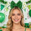 2 x AIDVPOD St. Patrick's Day Mouse Ears Headband Sequins Bow Hair Band Green Shamrock Head band for Women Irish Festive Party Hair Accessories