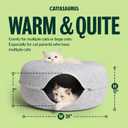 Cattasaurus Peekaboo Cat Cave Donut for Multiple & Large Cats up to 30-45 lbs, 3-in-1 Self Warming Cat Bed, Tunnel & Scratcher for Indoor Cats, Washable & Detachable Small Dog Bed (Light Gray, Large)