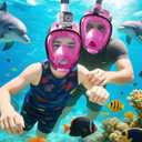Greatever G2 Full Face Snorkel Mask 2 Pack Adults Kids | 180° Panoramic View, Dry Top System, Anti-Fog Anti-Leak, Foldable Design, Camera Mount Included, Pink, XL/L+XS