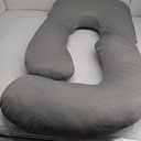 Momcozy Pregnancy Pillows with Cooling Cover, U-Shaped Full Body Maternity Pillow for Side Sleepers 57 Inch - Support for Back, Hip, Belly, Legs for Pregnant Women (Grey- Cooling Fabric)