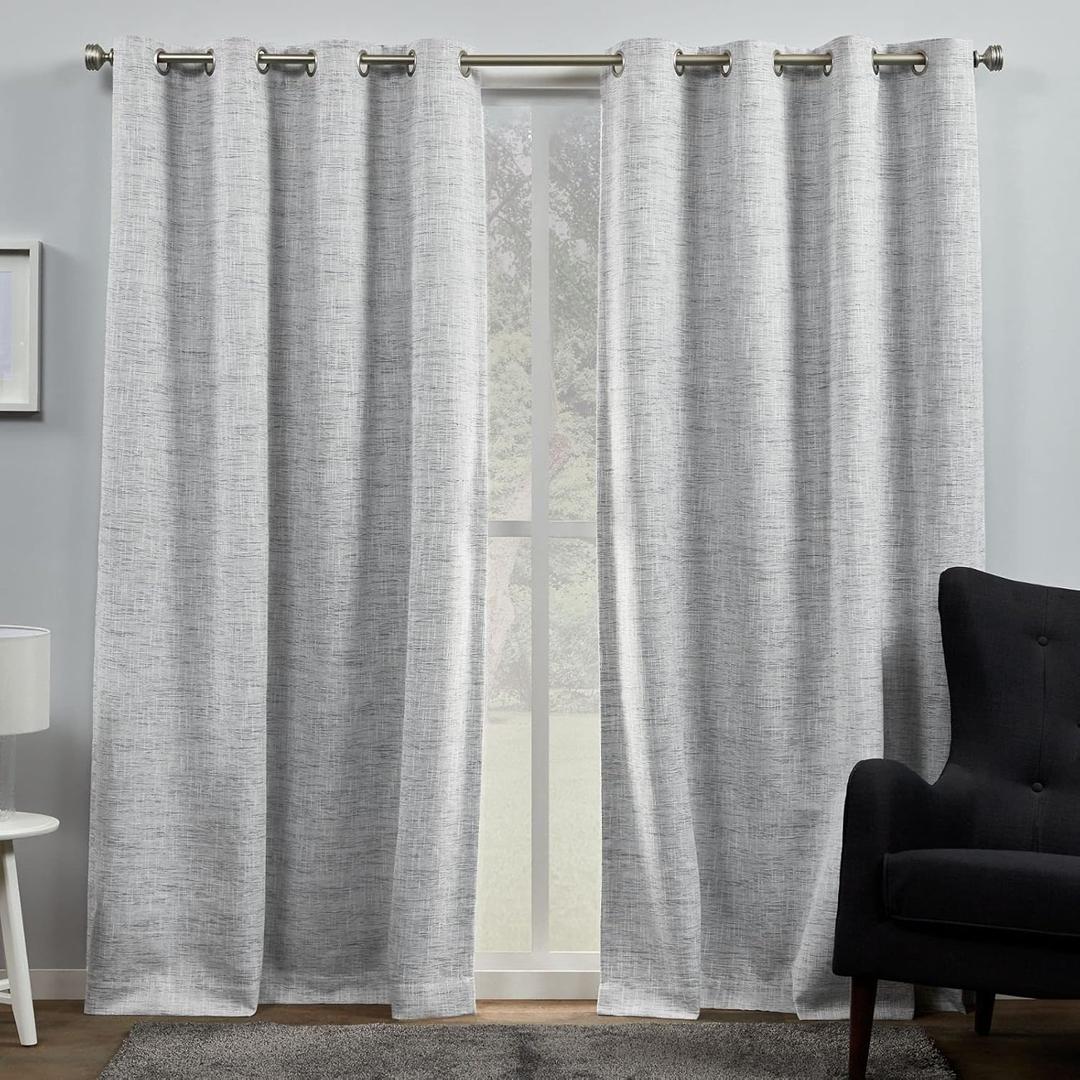 Exclusive Home Burke 100% Blackout Grommet Top Curtain Panel Pair, 52"x108", Dark Grey, Set of 2