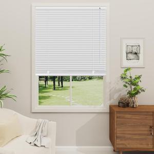 Cordless 1" Mini Blinds Suitable for 29.5" W x 64" H Windows Darkening Waterproof Aluminum Heat Resistant Horizontal Window Blinds & Shades Hidden Install for Bedroom,Kitchen,Bathroom (White)