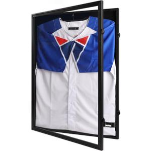 IHEIPYE Jersey Frame Display Case Black Lock,Large Shadow Box Lockable with 98% UV Protection Acrylic and Hanger for Baseball Basketball Football Soccer Hockey 2XL Sport Jersey Shirt