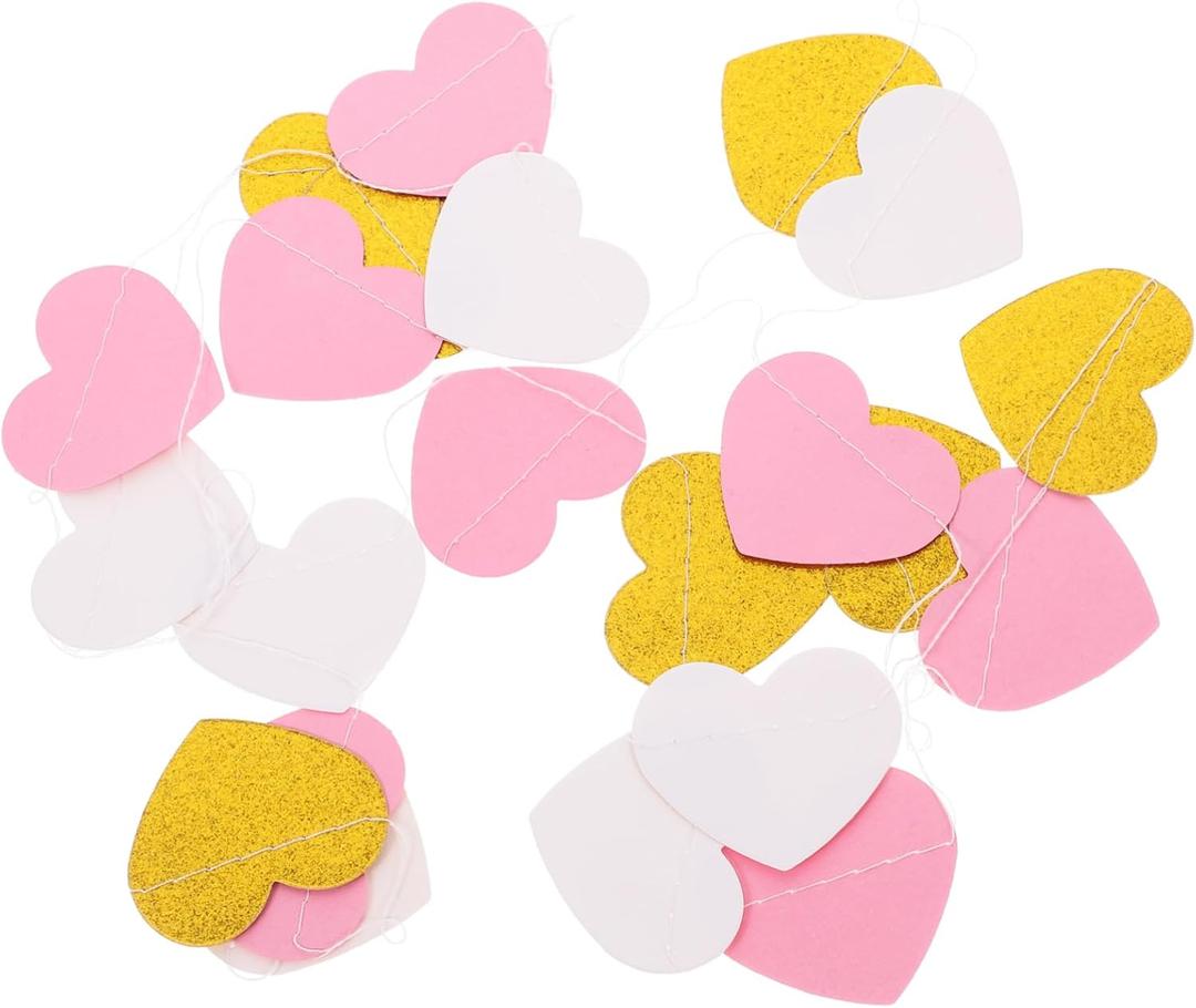 Vaguelly 10pcs Flower Ornament Decorations Shiny Heart Banners Hanging Heart Banner Hanging Heart Ornaments Heart Bunting Banner Hanging Heart Garland Party Disco Supplies Paper