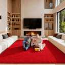 Area Rugs 9x12 Living Room, Large Fluffy Rugs for Bedroom, Red