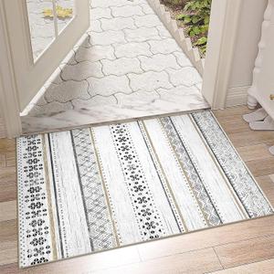 BESTSWEETIE 2x3 Area Rugs for Living Room Washable Moroccan Farmhouse Neutral Geometric Low Pile Non-Slip Soft Print Pattern Rug for Bedroom Kitchen Dining Room Entryway Black/Brown (3' x 2' (Rectangular))