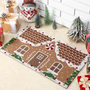 Tinideya Christmas Gingerbread House Doormat 23.6 x 13.7 Inch Cute Brown Christmas Welcome Artificial Coir Door Mat Gingerbread Non Slip Entrance Rugs for Indoor Outdoor Bathroom Kitchen Decor : Patio, Lawn & Garden