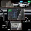 Screen Protectors for Tesla Model Y Juniper (2025/26) - Tempered Glass 16 Inch Front Touchscreen + 8" Rear Screen 2-Pack, Anti-Scratch & Anti-Fingerprint, Easy Install Kit