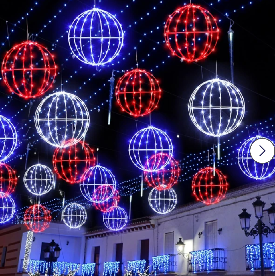 Leinuosen 4th of July Decorations Outdoor 6 Pack Red White Blue Ball String Light 7.87" LED Patriotic Hanging Garden Sphere Foldable Metal Frame Globe for Independence Day Party