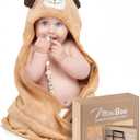 MINIBOO Hooded Baby Towels for Newborn & Toddler - Super Soft Baby Bath Towels with Hood, Highly Absorbent Viscose Made from Bamboo Hooded Towel for Boys, Girls, Newborn Essentials (32 x 32 inches, Brown Dog)