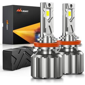 Nilight H11/H9/H8 Bulbs, 800% Brighter, Super Bright Halogen Replacement Bulb 6500k White, Plug and Play, Pack of 2