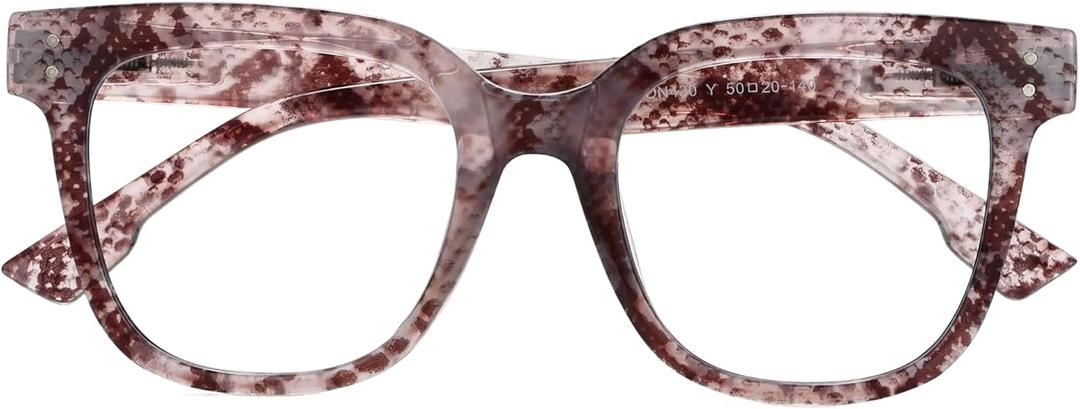 Miyya Blue Light Glasses for Women & Men Oversized UV & Blue Light Blocker Chunky Frames, All-Day Comfort, Stylish Eyewear (Snake Print Grey (Transparent))