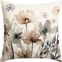 AVOIN colorlife Poppy Flowers Chinoiserie Throw Pillow Cover, 18 x 18 Inch Spring Seasonal Leaves Cushion Case Decoration for Sofa Couch Farmhouse