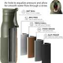 Insulated Stainless Steel Water Bottles with Straw, Wall Vacuum Insulated Water Bottle for Gym Traveling Camping Hiking Outdoor Activity(2 Cleaning Brushes+1 Carabiner, 18 oz Green)