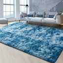 FlyDOIT Large Area Rugs for Living Room, 5x8 Feet Tie-Dyed Dark Blue Shaggy Rug Fluffy Throw Carpets, Ultra Soft Plush Modern Indoor Fuzzy Rugs for Bedroom Girls Kids Nursery Room Dorm Home Decor