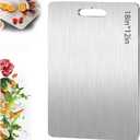 Stainless Steel Cutting Boards for Kitchen, 2026 New Upgrade Titanium Cutting Boards, Double Sided Non Stick Metal Chopping Board for Cutting Meat Vegetable Fruit, Easy to Clean (L)
