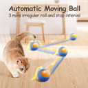 3 x Migipaws 2-in-1 Interactive Cat Toy Ball  Paw Friendly Kicking Chasing Ball with Bonus Fluffy Tail for Indoor Cats Random Rolling Auto Escape Corners Tangle-Free Quiet USB Rechargeable (Blue)