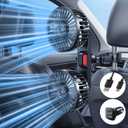 Dual-Head Rear Seat Car Fan, Powerful Airflow, 360 Rotation, Blows Both Left & Right, Adjustable Angle, Perfect for Pets, Front & Back Seats, USB & 12V/24V Powered